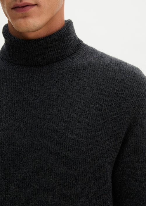 Regular-fit turtleneck sweater — Dark Grey Melange