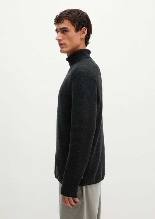 Regular-fit turtleneck sweater — Dark Grey Melange