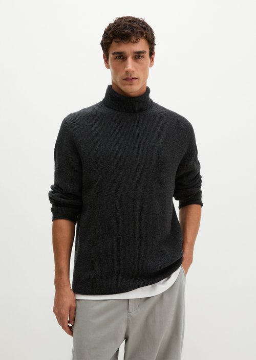 Regular-fit turtleneck sweater — Dark Grey Melange