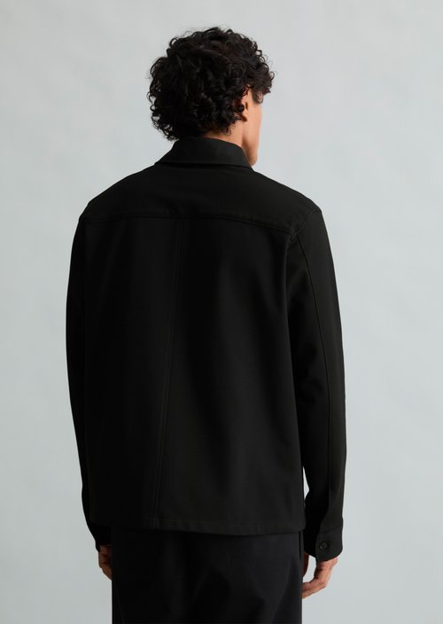 Regular-Fit Interlock Overshirt — Black