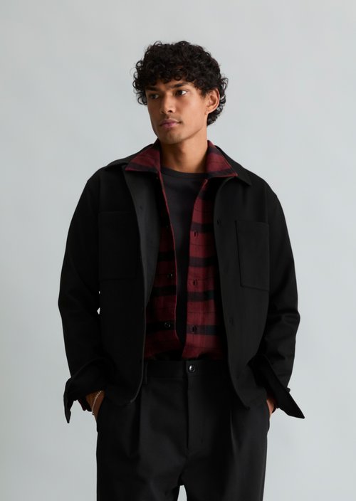 Regular-Fit Interlock Overshirt — Black