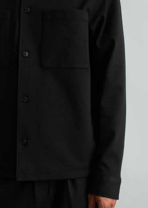 Regular-Fit Interlock Overshirt Black in detail view