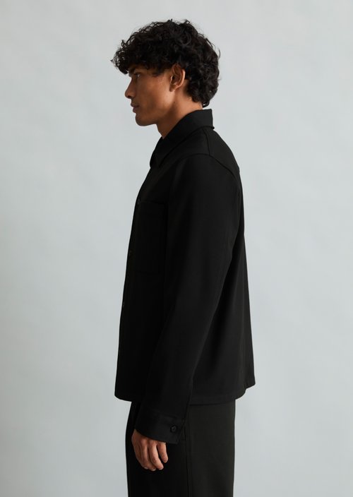 Regular-Fit Interlock Overshirt — Black