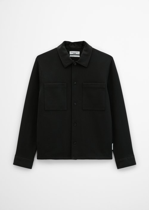 Regular-Fit Interlock Overshirt — Black