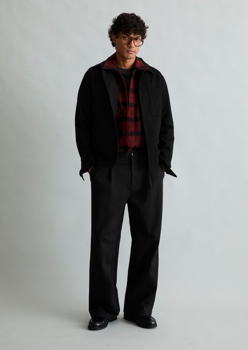Regular-Fit Interlock Overshirt — Black