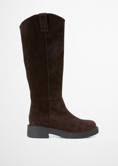 Perla Model Long-Shaft Boots — Burnt Coffee