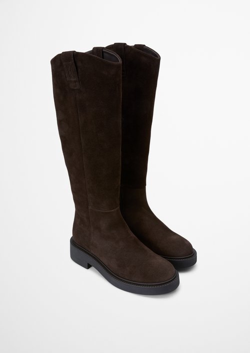Perla Model Long-Shaft Boots — Burnt Coffee