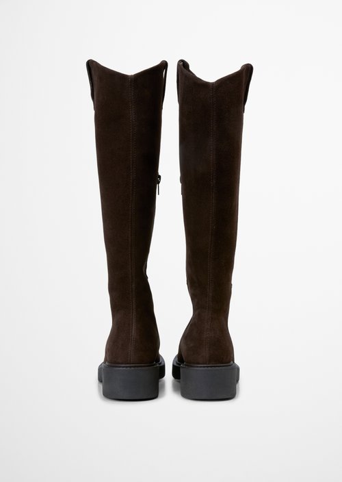 Perla Model Long-Shaft Boots — Burnt Coffee