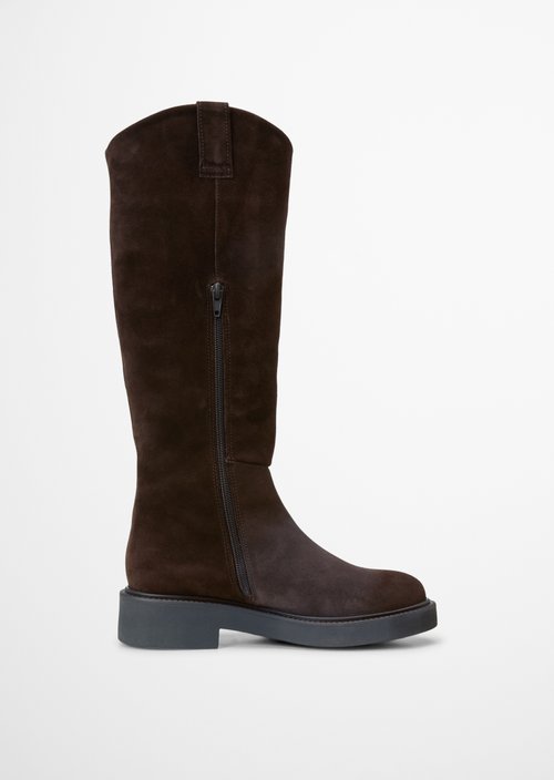 Perla Model Long-Shaft Boots — Burnt Coffee