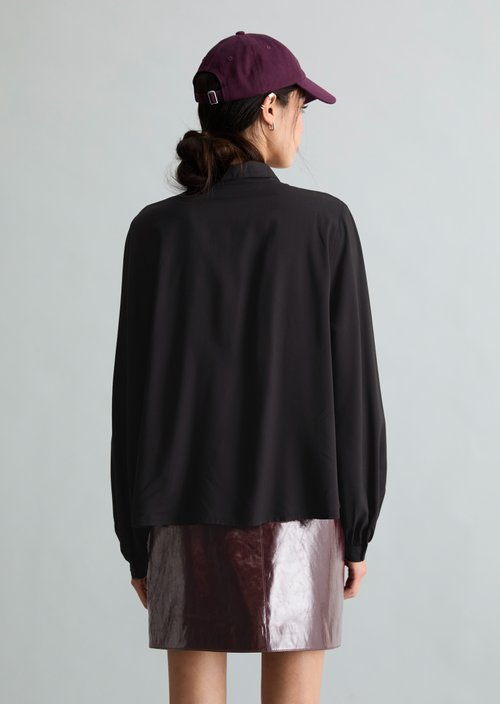Regular-Fit Viscose Blouse — Black