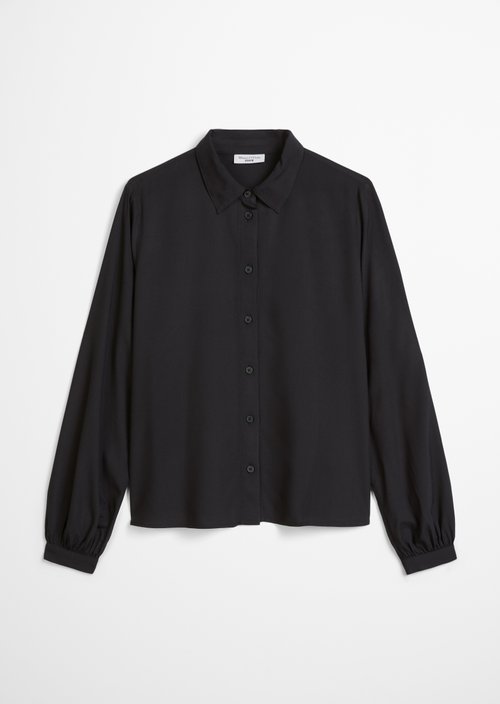 Regular-Fit Viscose Blouse — Black