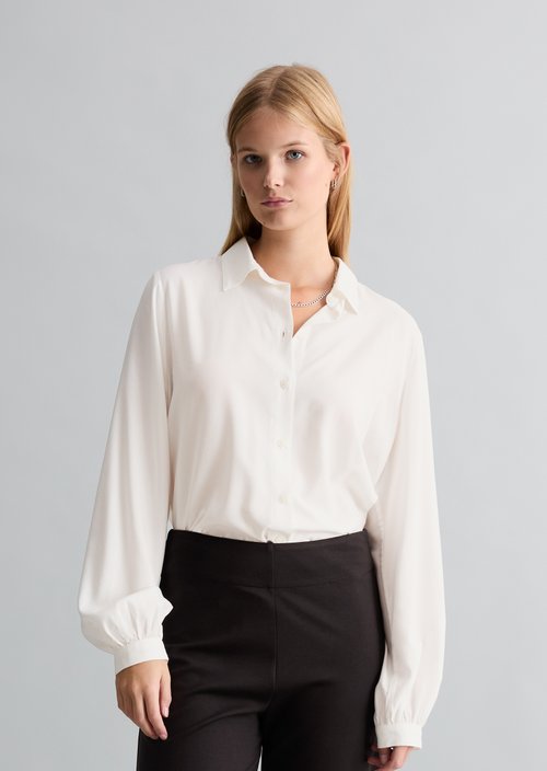 Regular-Fit Viscose Blouse — Silky White