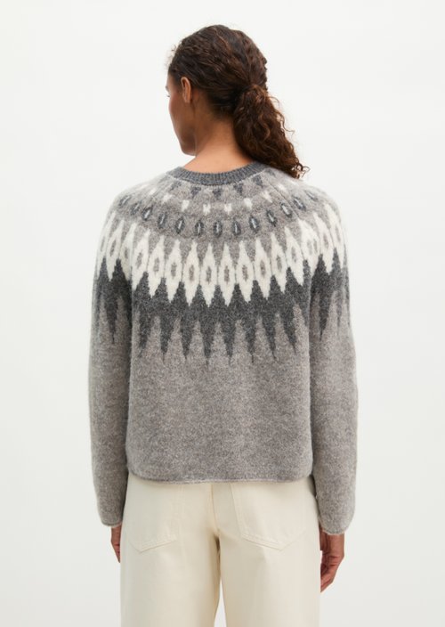 Regular-Fit Jacquard Sweater — Dark Brown