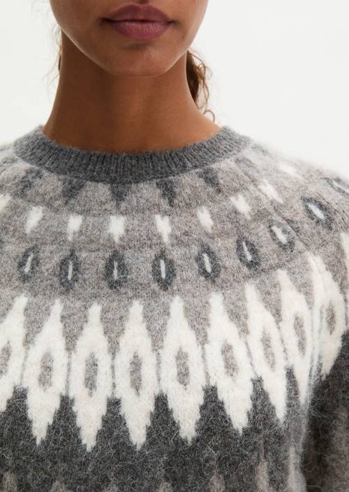 Jacquard-Pullover regular Dark Brown in Detailansicht