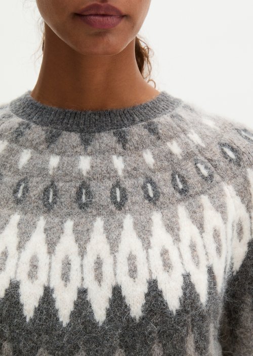 Regular-Fit Jacquard Sweater — Dark Brown