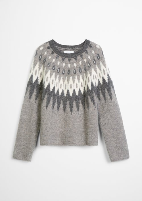 Regular-Fit Jacquard Sweater — Dark Brown