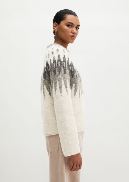 Regular-Fit Jacquard Sweater — Light Beige