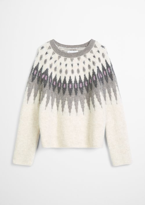 Regular-Fit Jacquard Sweater — Light Beige