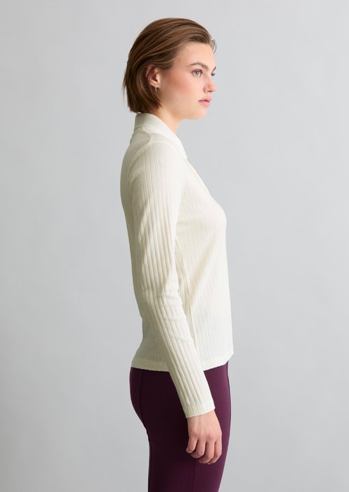 Slim-Fit Long-Sleeve Polo Shirt — Creamy White