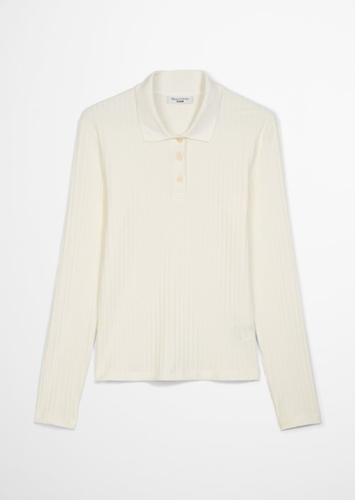 Slim-Fit Long-Sleeve Polo Shirt — Creamy White