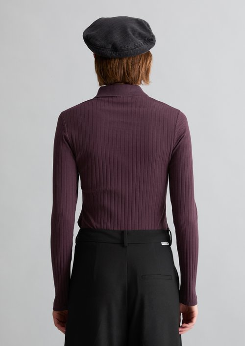 Slim-Fit Long-Sleeve Polo Shirt — Rhubarb Jam