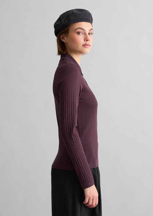 Slim-Fit Long-Sleeve Polo Shirt — Rhubarb Jam