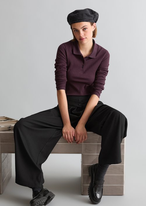 Slim-Fit Long-Sleeve Polo Shirt — Rhubarb Jam