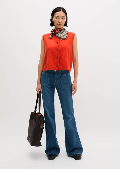 Mouwloos slim-fit vest Vivid Orange in vooraanzicht
