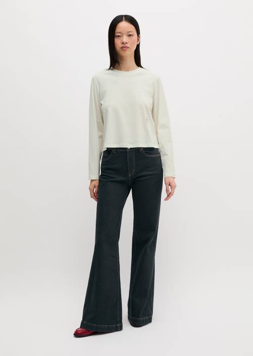 Longsleeve relaxed cropped White Cotton in Frontalansicht