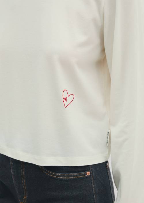 Longsleeve relaxed cropped White Cotton in Detailansicht