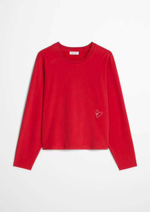 Longsleeve relaxed cropped Sunny Red in freigestellter Ansicht ohne Model