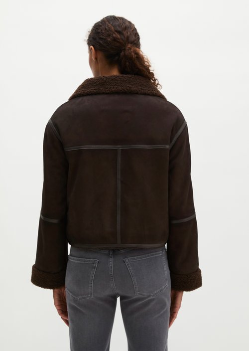 Regular-fit leather jacket — Deep Chocolate
