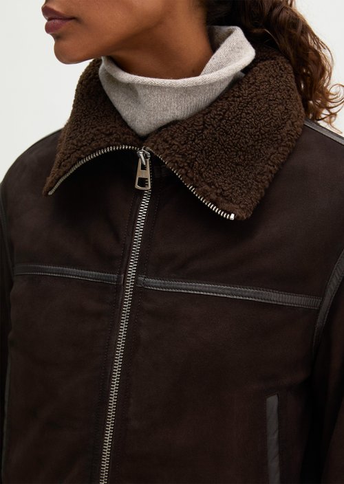 Regular-fit leather jacket — Deep Chocolate