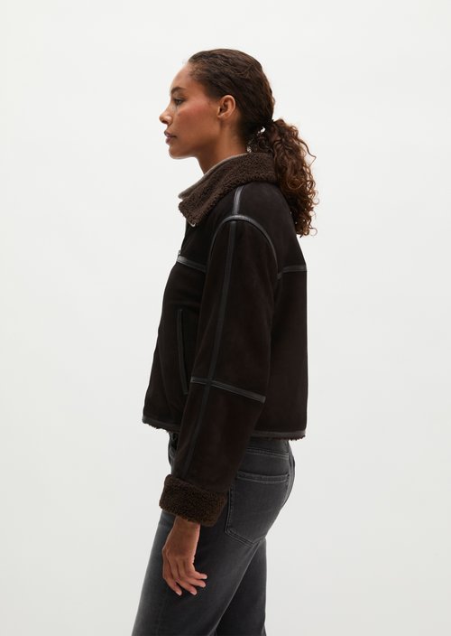 Regular-fit leather jacket — Deep Chocolate