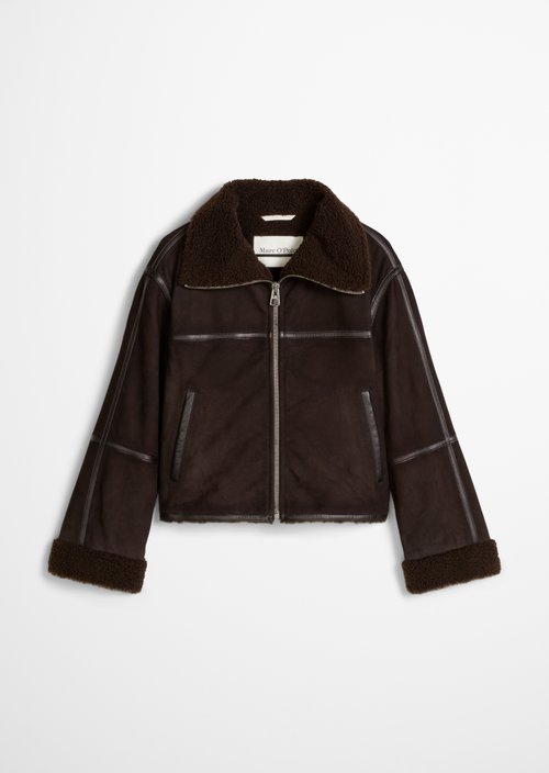 Regular-fit leather jacket — Deep Chocolate