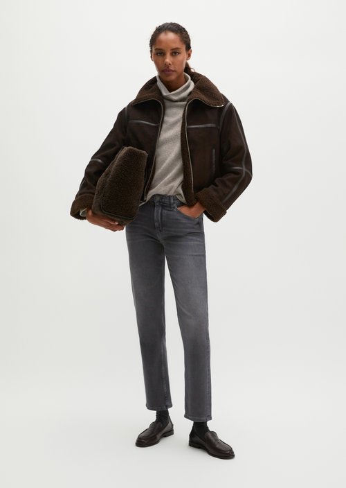 Regular-fit leather jacket — Deep Chocolate