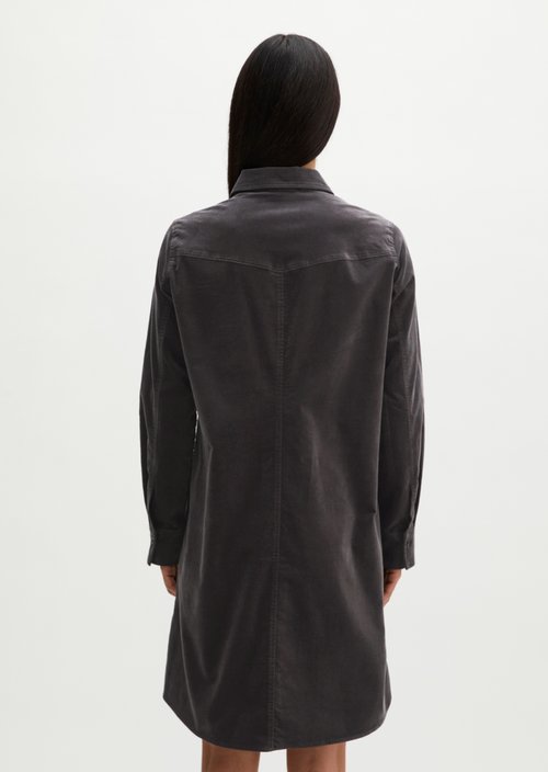 Velvet Shirt Dress, Regular Fit — Broken Graphite