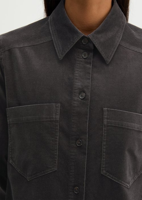 Velvet Shirt Dress, Regular Fit — Broken Graphite
