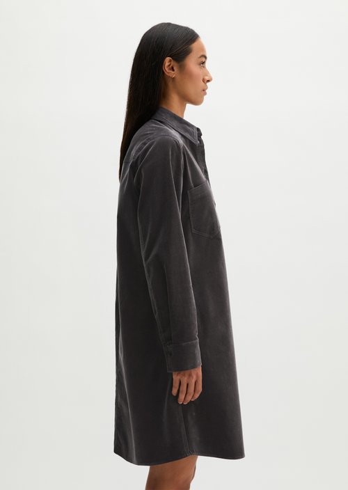 Velvet Shirt Dress, Regular Fit — Broken Graphite
