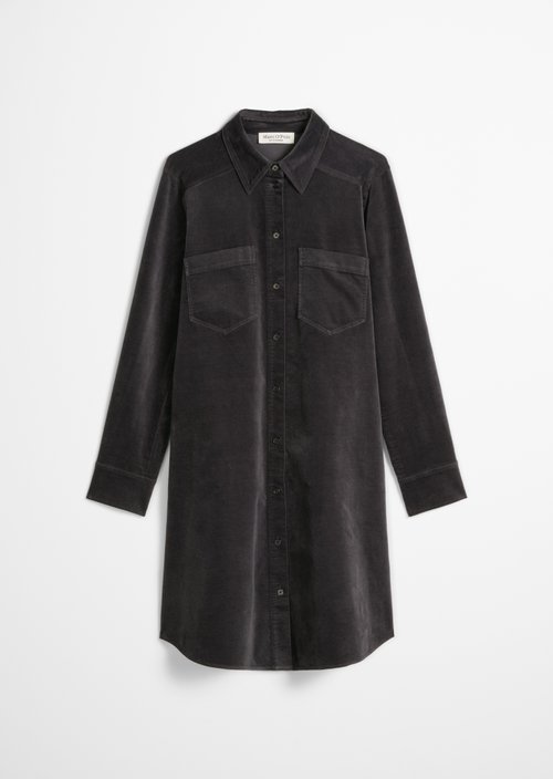 Velvet Shirt Dress, Regular Fit — Broken Graphite