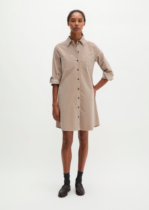 Velvet Shirt Dress, Regular Fit — Chalky Mauve