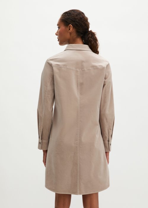 Velvet Shirt Dress, Regular Fit — Chalky Mauve