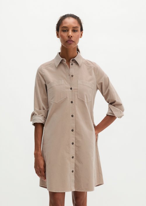Velvet Shirt Dress, Regular Fit — Chalky Mauve