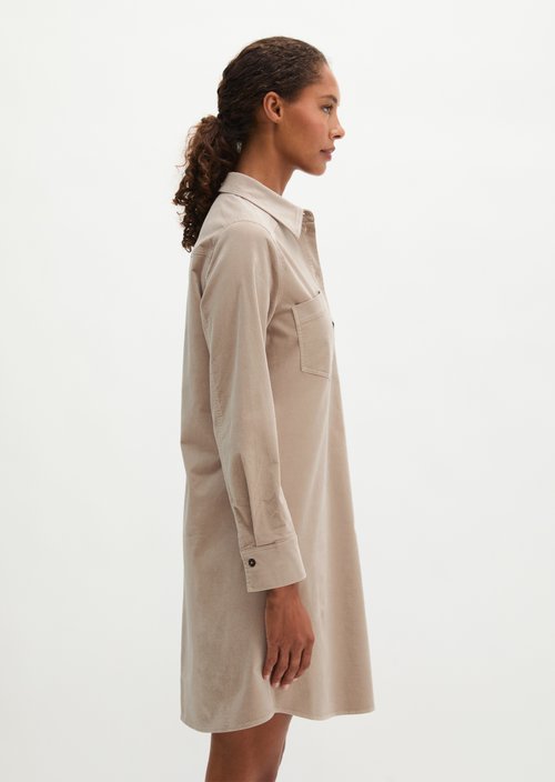 Velvet Shirt Dress, Regular Fit — Chalky Mauve