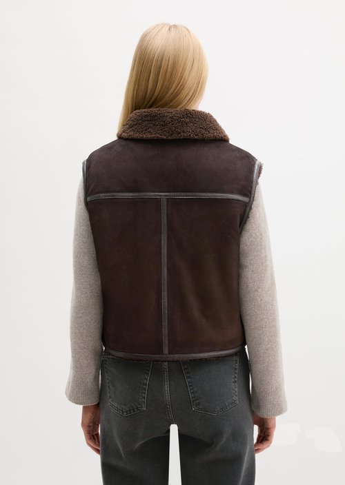 Regular-Fit Leather Vest — Deep Chocolate