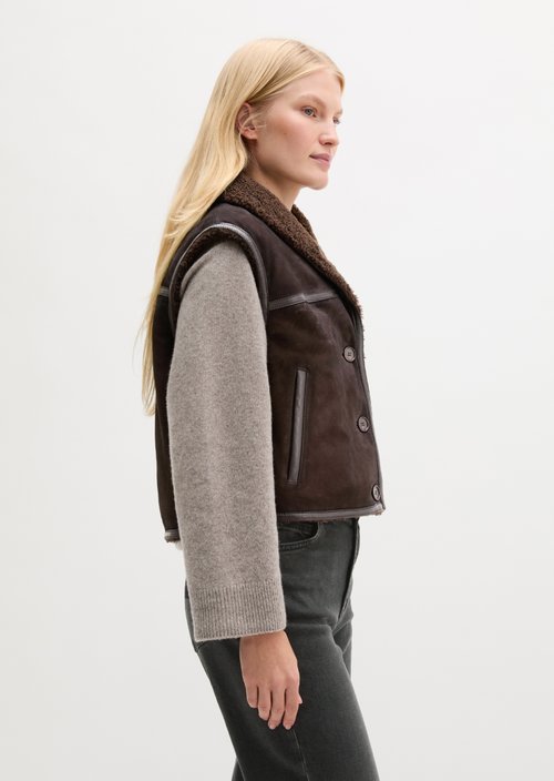 Regular-Fit Leather Vest — Deep Chocolate