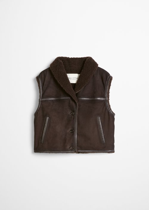 Regular-Fit Leather Vest — Deep Chocolate