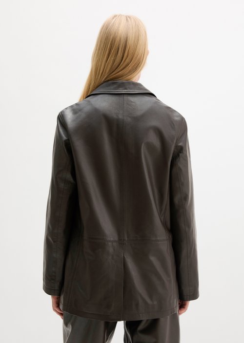 Regular-Fit Leather Blazer — Deep Chocolate