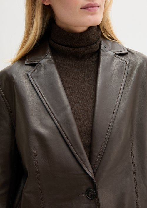 Regular-Fit Leather Blazer — Deep Chocolate