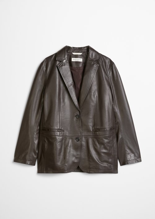 Regular-Fit Leather Blazer — Deep Chocolate